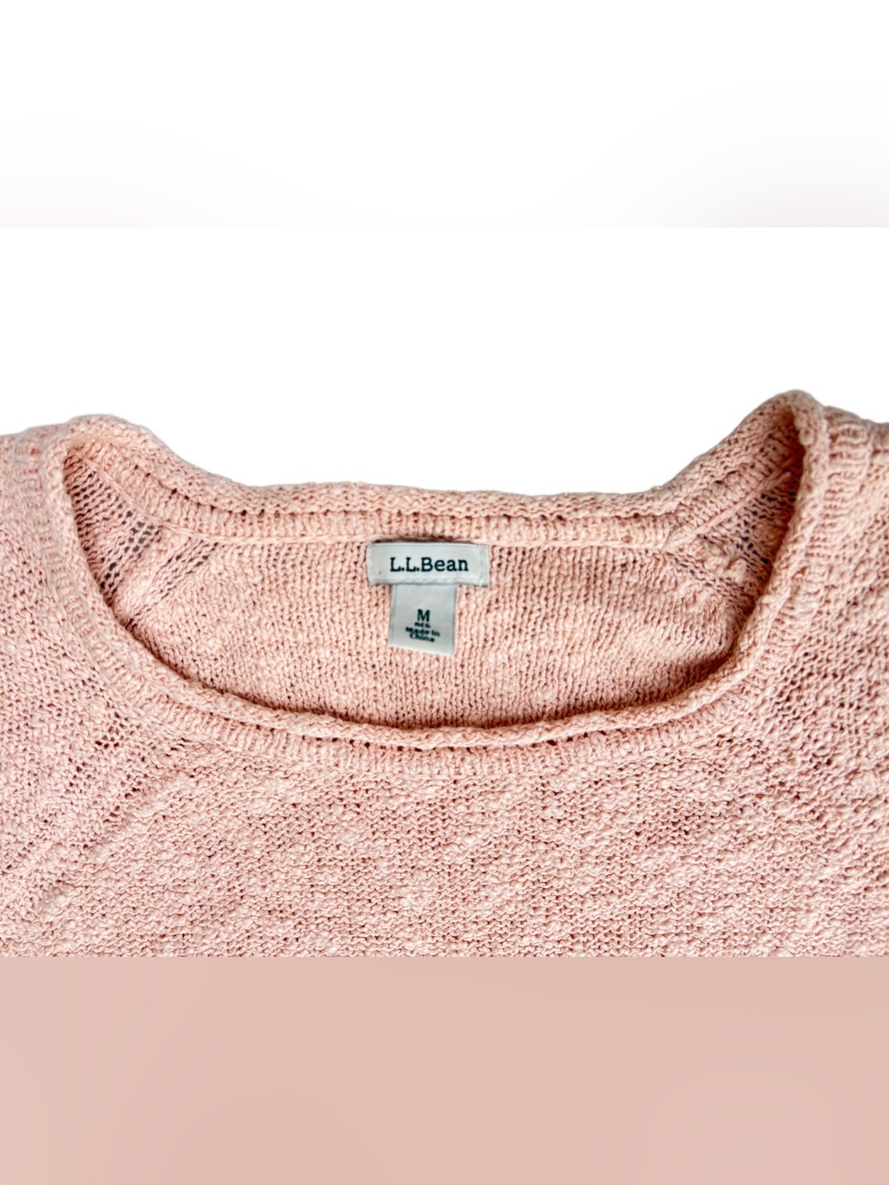 L.L.Bean 100% cotton textured knit sweater rolled neck pullover women's size M - Picture 2 of 7